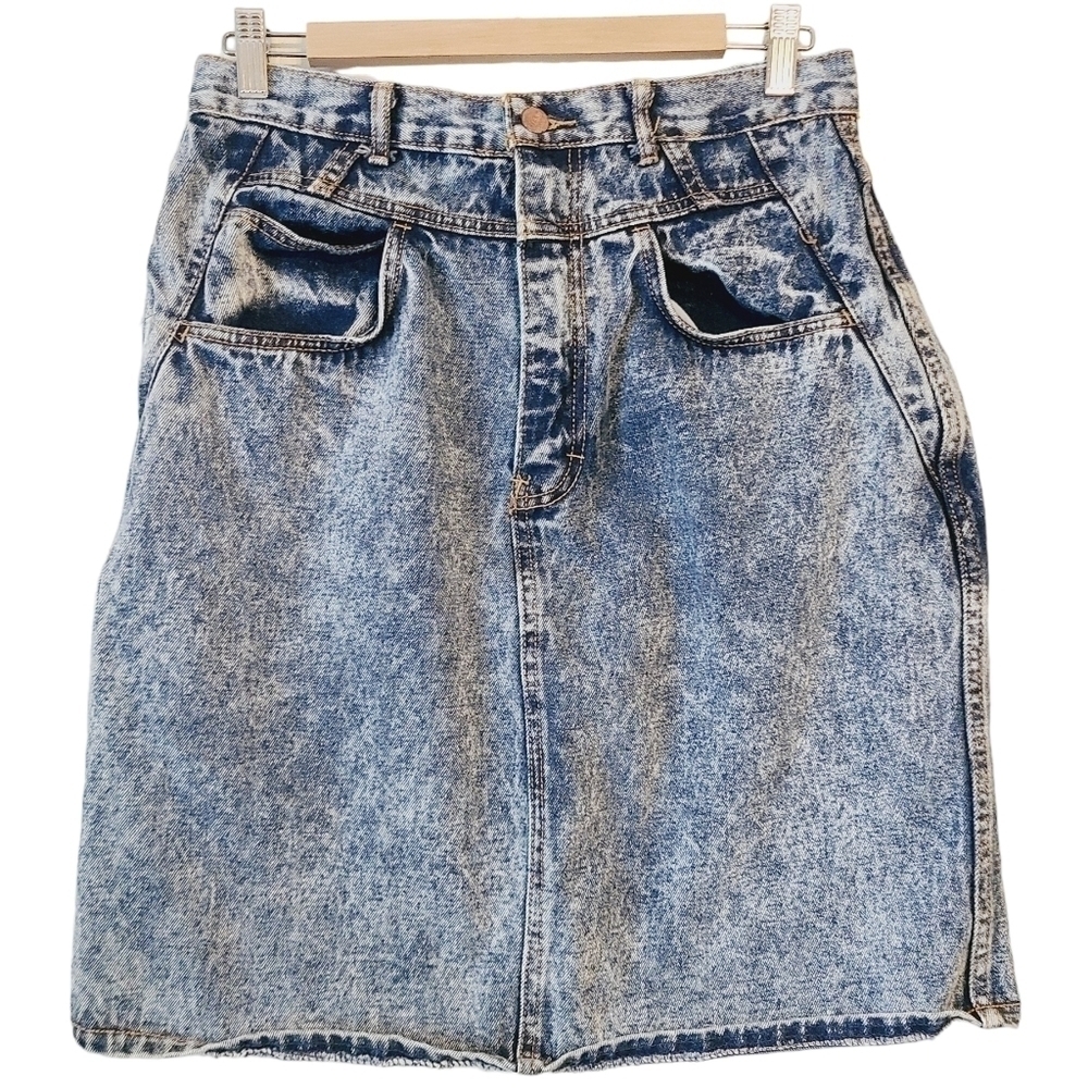 Gitano | Women's Vintage Blue Acid Washed A-Line Style Skirt (Size 16)
